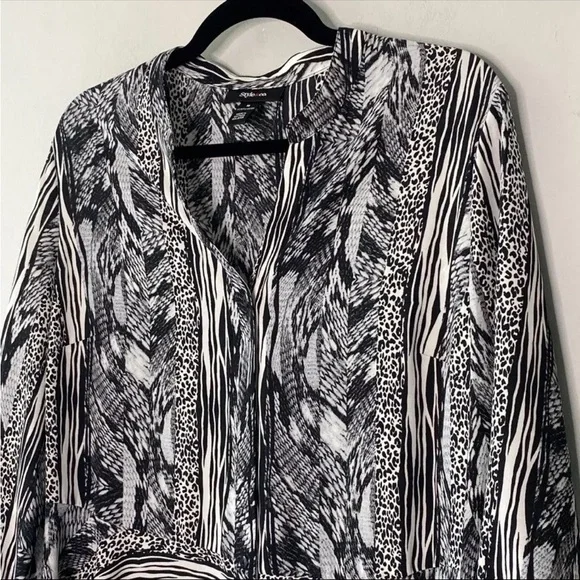 Style & co animal print peplum button down tunic blouse size 1X - Picture 3 of 8